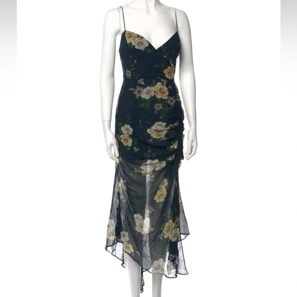 navy lace v neck dress Stylish Asymmetrical Navy Blue Tea Length Lace Bridesmaid Dresses
